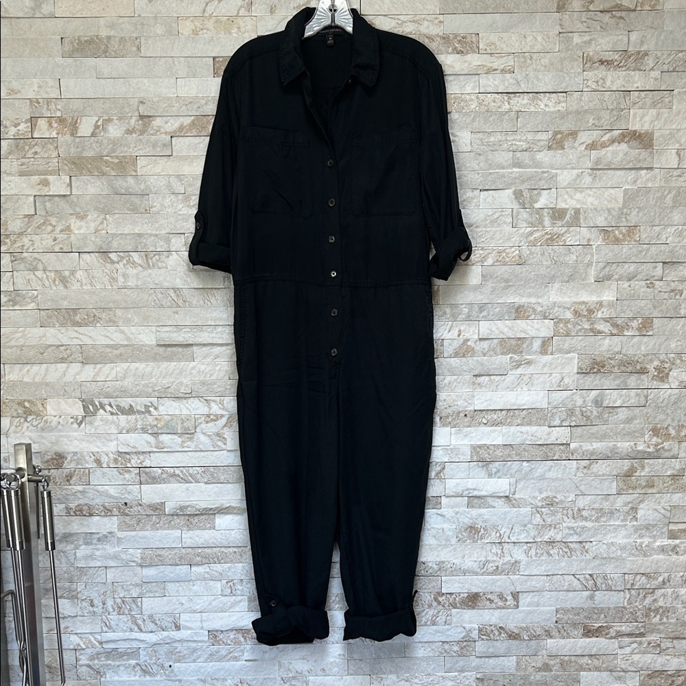 Banana Republic Midnight Black Rolled Sleeve Jumpsuit